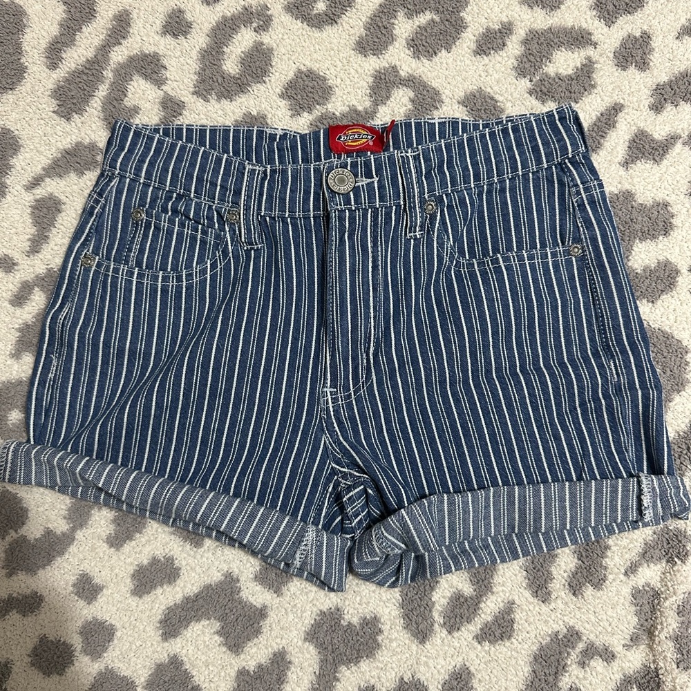Dickies Women's Navy Pinstripe Jean Shorts